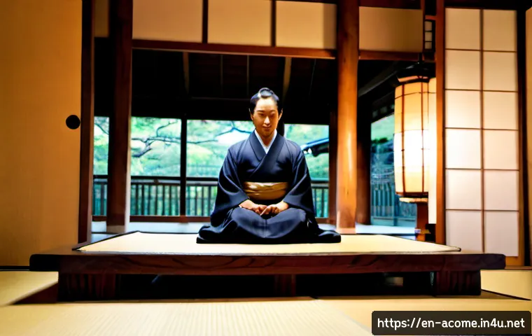 라쿠고의 역사적 기원 - Photorealistic Edo-period Japanese storytelling scene, a seated rakugo performer in a simple kimono ...